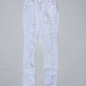 Fashion Nova white distressed skinny jean
